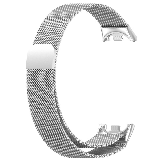 Milánói karkötő szíj tokkal a Xiaomi Smart Band 10 / 9 / 8, ezüst színű