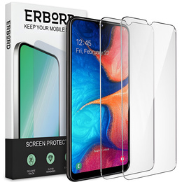 2x edzett üveg a Samsung Galaxy A20E, ERBORD 9H Hard Glass a képernyőn