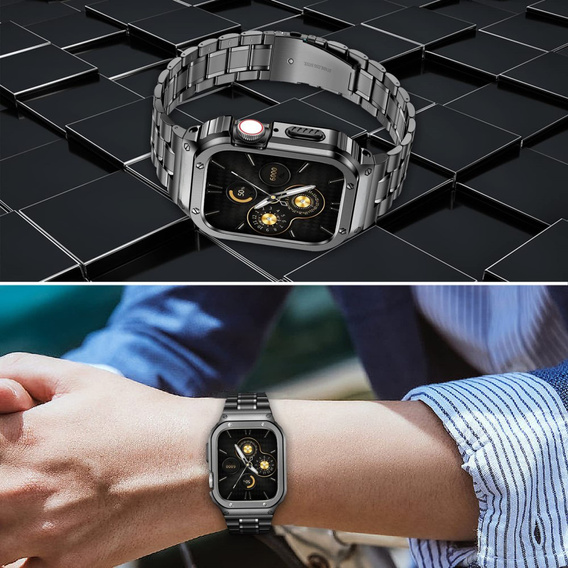 Acél karkötő tokkal Apple Watch 7/8/9 45MM, szürke