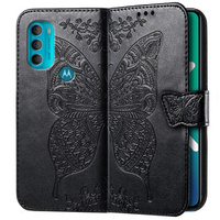 Pattintható tok a Motorola Moto G71 5G, Butterfly, fekete