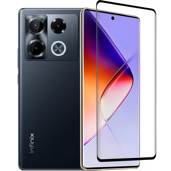 3D edzett üveg Infinix Note 40 Pro Plus készülékhez, fekete keret