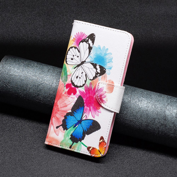 Pattintható tok a Motorola Moto G53 5G / G23 / G13, Wallet, butterfly, fehér