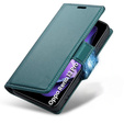 Tok Oppo Reno 13 Pro, ERBORD Glossy Litchi, pénztárca patenttal, zöld