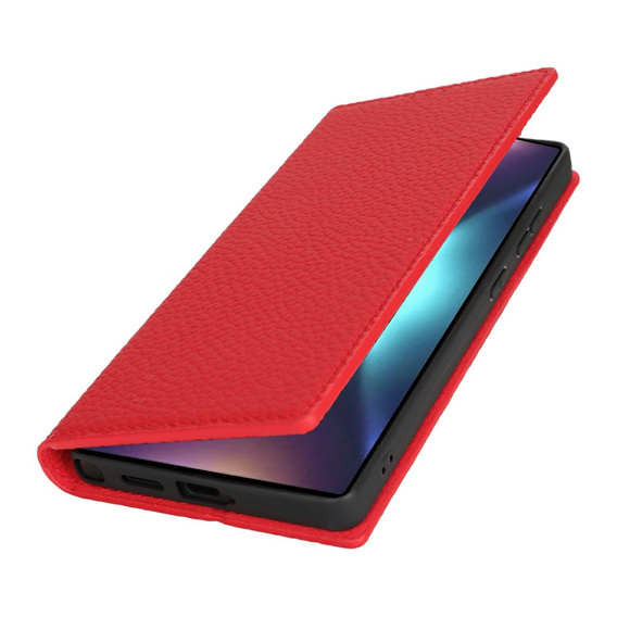 Pattintható tok a Samsung Galaxy S25 Ultra, Litchi Skin Grain, piros