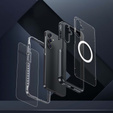 Tok Samsung Galaxy A16-hoz, Shockproof, üveggel, MagSafe-hoz, fekete