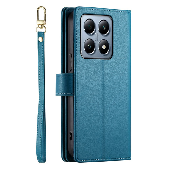 Pattintható tok a Xiaomi 14T Pro, Wallet Zipper Pocket, kék