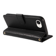 Flap tok iPhone 16E, Rhombus Crossbody Leather, fekete