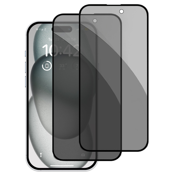 2x edzett adatvédelmi üveg iPhone 15 Plus-hoz, ERBORD Anti-Spy