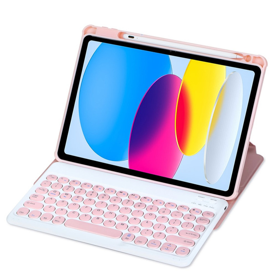 Billentyűzet tok iPad 11" 2025 A16 (11 gen.) / iPad 10.9" 2022 (10 gen.), Rotary 360° Leather, rózsaszín rose gold