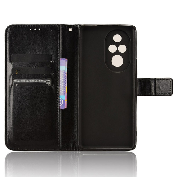 Pattintható tok a Honor 200 Pro 5G, Crazy Horse Wallet, fekete