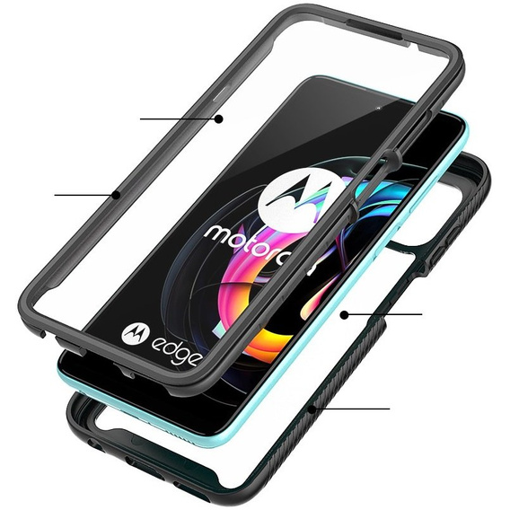 Tok Motorola Edge 20 Lite készülékhez, Shockproof, fóliával, kék