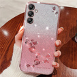 tok Samsung Galaxy A55 5G, csillogó virág, rózsaszín rose gold