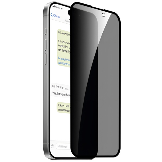 2x edzett adatvédelmi üveg az iPhone 14 Pro Max-hoz, ERBORD 9H Easy App Anti-Peep