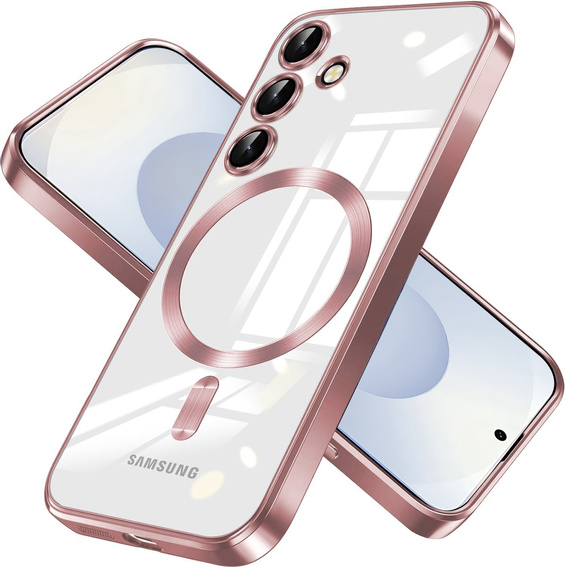 Tok Samsung Galaxy S25-hoz, Electro MagSafe, rózsaszín rose gold + üveg a képernyőhöz