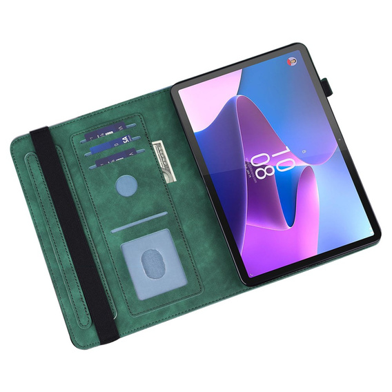 Pattintható tok Lenovo Tab M9, flower, zöld