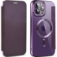 Pattintható tok a iPhone 12 Pro Max, RFID Wallet MagSafe CamShield, lila