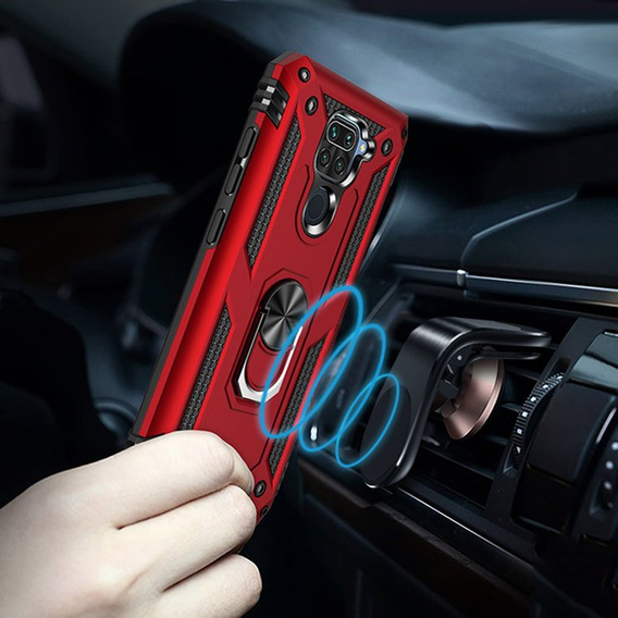 Páncélozott telefontok a Xiaomi Redmi Note 9, Nox Case Ring, piros