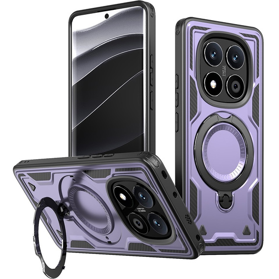 tok Xiaomi Redmi Note 14 Pro 5G /  Poco X7 5G, katonai MagSafe, lila + 9H Glass