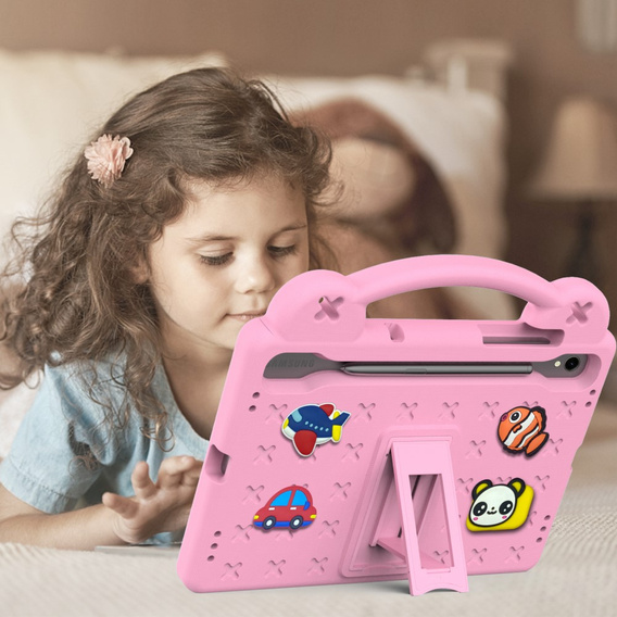 Gyermek tok Samsung Galaxy Tab S7/S8/S9, Cute Patterns, állvánnyal, rózsaszín