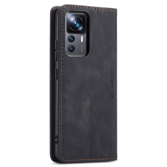 CASEME tok Xiaomi 12T / 12T Pro, Leather Wallet Case, fekete