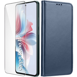Tok Oppo Reno 11F 5G készülékhez, Smart Magnet, sötétkék + 9H üveg