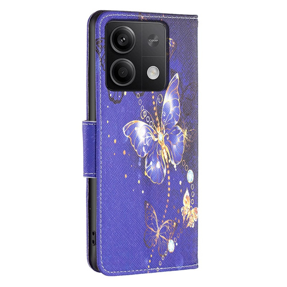 Pattintható tok a Xiaomi Redmi Note 13 5G, Wallet, Butterflies lila