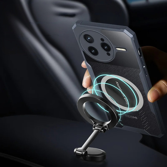 Tok Xiaomi Poco F7 Ultra, mágneses lemezzel, átlátszó / fekete