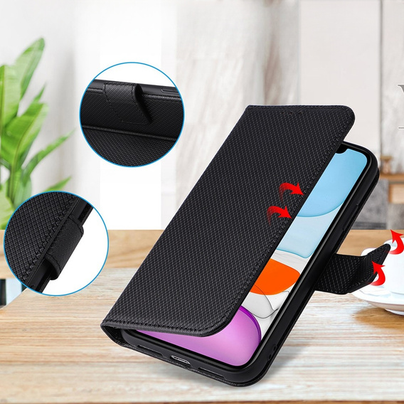 Pattintható tok a Oppo Reno8 T 4G, Wallet Smart Magnet, fekete