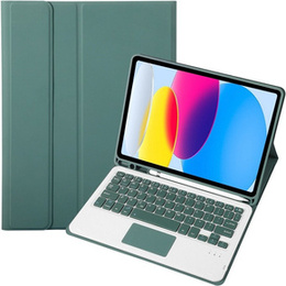 Tok + billentyűzet iPad 10.9 2022 10 Gen, TouchPad Pen Slot, sötétzöld