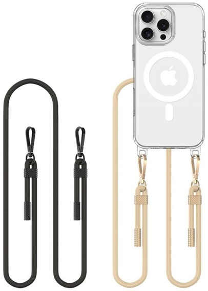 Tok zsinórral iPhone 16 Pro-hoz, ERBORD MagSafe, átlátszó + képernyőüveg