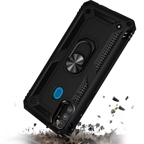 Páncélozott telefontok a Samsung Galaxy M21, Nox Case Ring, fekete