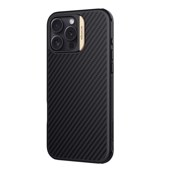 Tok iPhone 16 Pro Max, páncélozott Nillkin, Carbon Fiber, Magsafe, arany