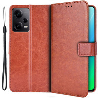 Pattintható tok a Xiaomi Redmi Note 12 Pro+ 5G, Crazy Horse Wallet, barna