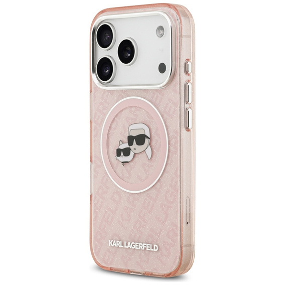 Karl Lagerfeld IML Glitter Karl & Choupette Heads Logo MagSafe tok iPhone 17 Pro-hoz