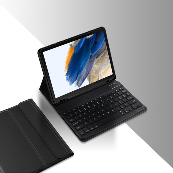 Tok + billentyűzet Samsung Galaxy Tab A8 10.5, Leather Pen Slot, fekete