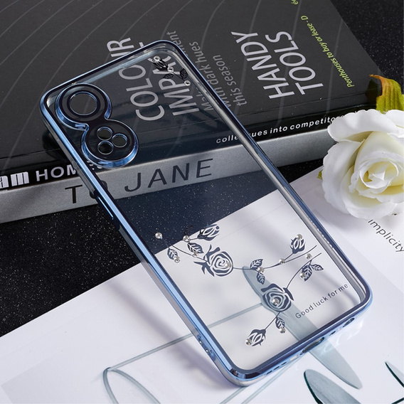 tok Oppo Reno8 T 4G, csillogó virág, kék