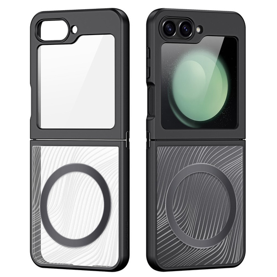 DuxDucis tok Samsung Galaxy Z Flip7 FE / Z Flip6, Aimo Case, MagSafe, átlátszó / fekete