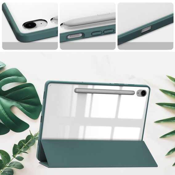 Tok Samsung Galaxy Tab S10 Lite / S10 FE / S9 FE, Smartcase Hybrid, tolltartó résszel, sötétzöld