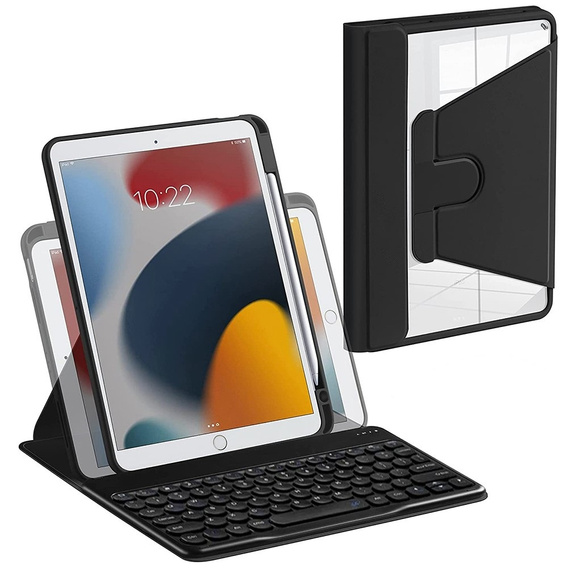 Tok + billentyűzet iPad 10.2 2021 / 2020 / 2019 7/8/9 gen, fekete