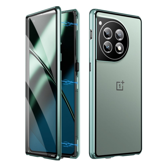 Tok OnePlus 12 5G, Magnetic Dual Glass, zöld