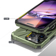 Tok iPhone 16 Pro Max-hoz, páncélozott, állvánnyal és fogantyúval, zöld