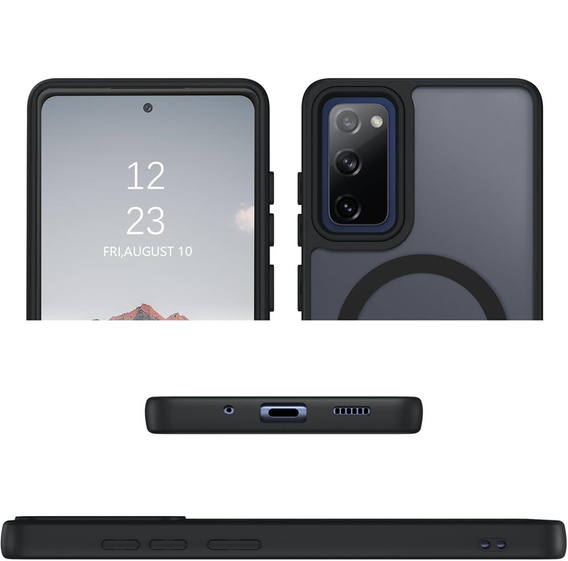 Tok Samsung Galaxy S20 FE-hoz, MagSafe, ERBORD Matt Case, fekete + képernyőüveg