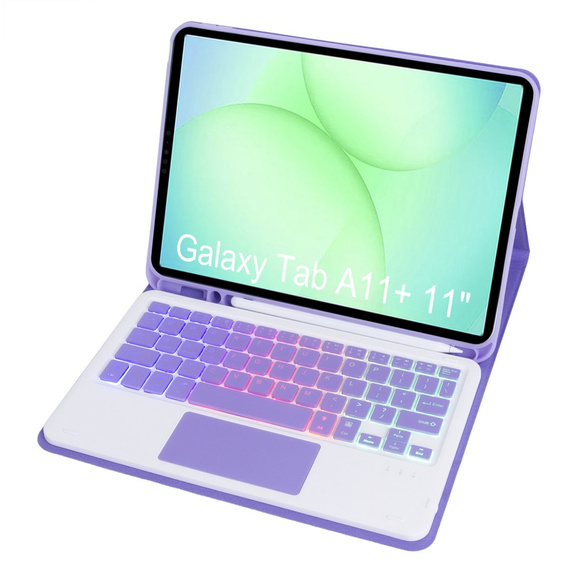 Háttérvilágítású Bluetooth billentyűzettel és érintőpaddal ellátott tok Samsung Galaxy Tab A11+ készülékhez