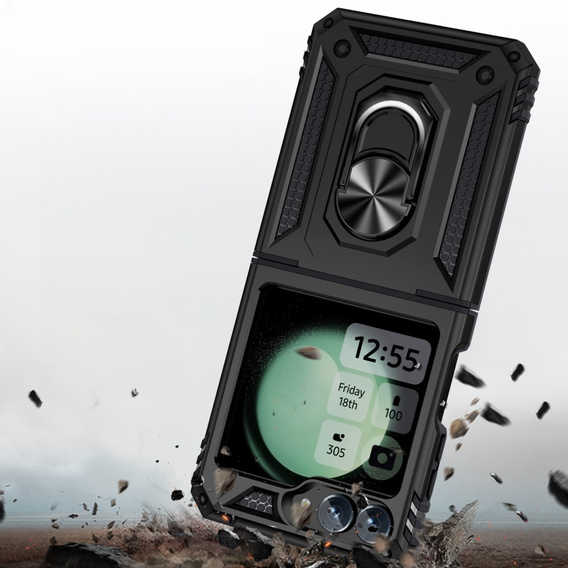 Páncélozott telefontok a Samsung Galaxy Z Flip7 FE / Z Flip6, Nox Case Ring, fekete