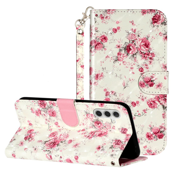Pattintható tok a Samsung Galaxy A35 5G, Wallet, Roses fehér