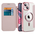 Pattintható tok a iPhone 14 Plus, RFID Wallet MagSafe CamShield, rózsaszín