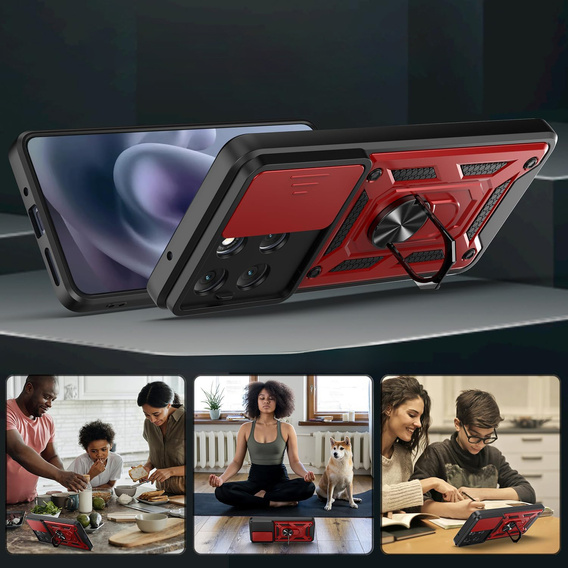 Telefontok a Motorola Moto G86 5G, CamShield Slide, piros