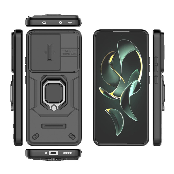 Telefontok a Xiaomi 13T / 13T Pro, KickStand Camera Lens, fekete