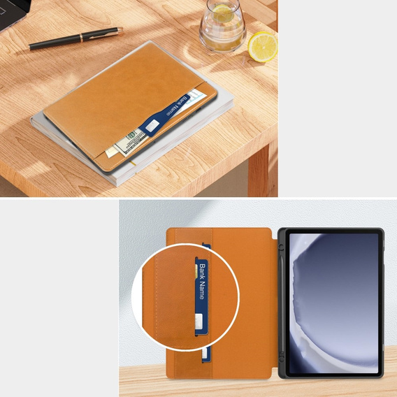 Telefontok a Samsung Galaxy Tab A9+, Business Card and Pen Slot, barna