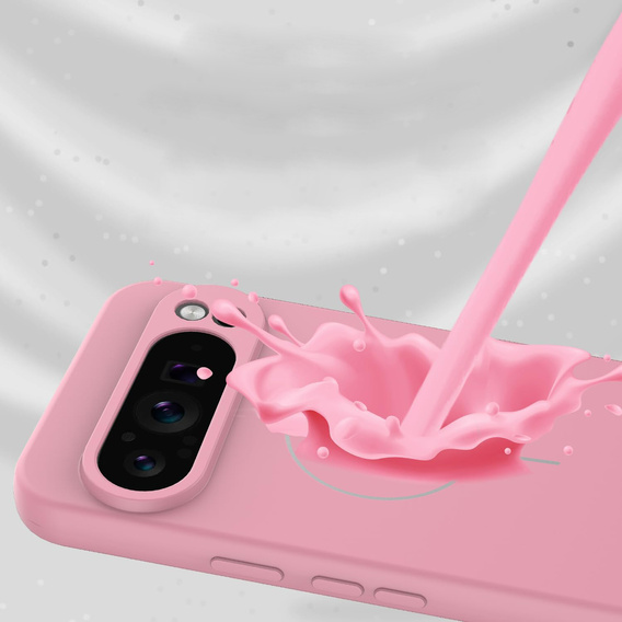 Szilikon tok a Google Pixel 10 Pro XL-hez, MagSafe-hoz, rózsaszínű